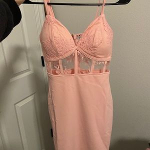 Pink flower spaghetti strap dress